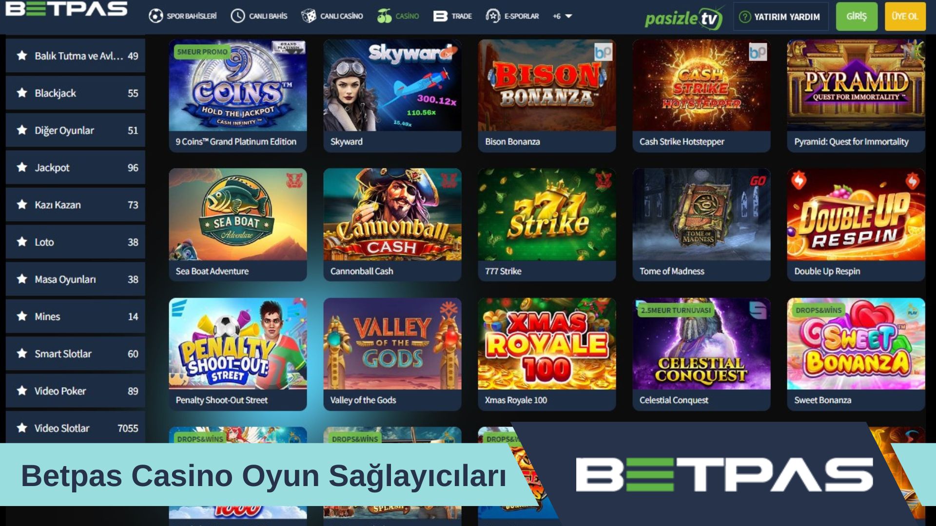 Betpas Casino Oyun Sağlayıcıları